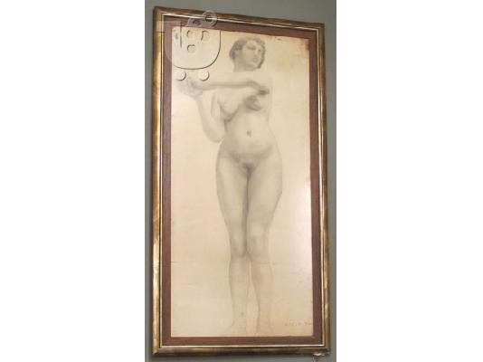 PoulaTo: Έργο, μολύβι σε χαρτί, γύρω στο 1920. Το αγόρασε ο Οίκος μας από τους κληρονόμους του καλλιτέχνη 